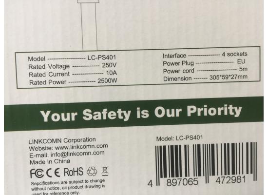 Linkcomn Lc-Ps401 Eu 5m 4-Sockets